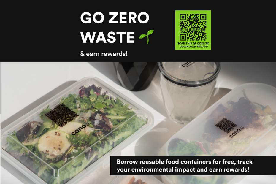 Go Zero Waste and earn rewards! Borrow reusable food containers for free, track your environmental impact and earn rewards!